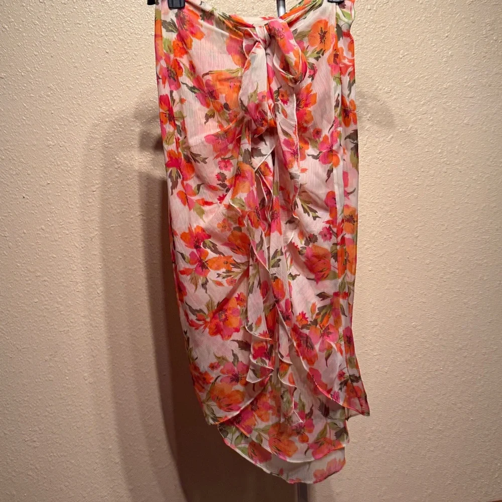 Misa Floral asymmetrical midi ruffle skirt WOMENS size medium NWT